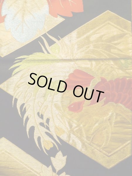 画像4: K0512L 袋帯  女性用着物 シルク(正絹)   黒 桐   【中古】 【USED】 【リサイクル】 ★★★★☆ (4)