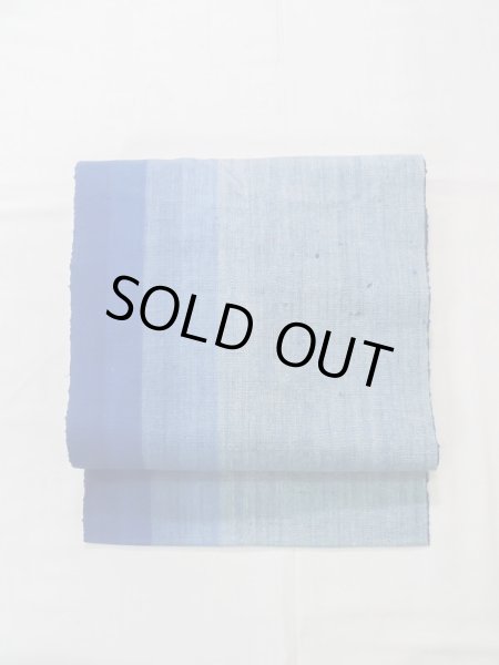 画像2: K0512P 名古屋帯 女性用着物 シルク（正絹）   青 線 【中古】 【USED】 【リサイクル】 ★★★★☆ (2)