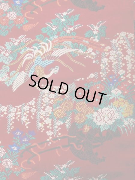 画像3: K0512R 名古屋帯 女性用着物 シルク(正絹)   赤 ぼたん 【中古】 【USED】 【リサイクル】 ★★★★☆ (3)