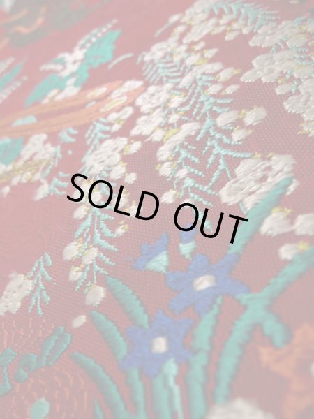 画像8: K0512R 名古屋帯 女性用着物 シルク(正絹)   赤 ぼたん 【中古】 【USED】 【リサイクル】 ★★★★☆ (8)