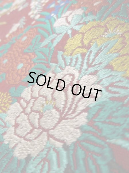 画像9: K0512R 名古屋帯 女性用着物 シルク(正絹)   赤 ぼたん 【中古】 【USED】 【リサイクル】 ★★★★☆ (9)