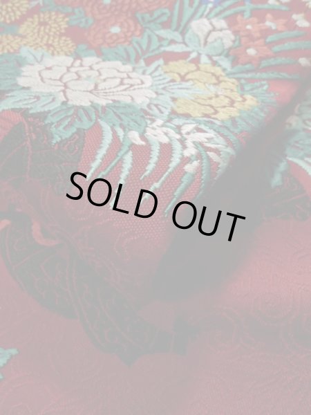 画像12: K0512R 名古屋帯 女性用着物 シルク(正絹)   赤 ぼたん 【中古】 【USED】 【リサイクル】 ★★★★☆ (12)