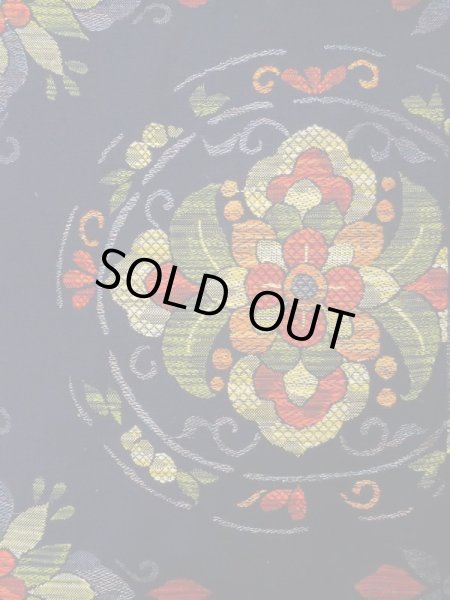 画像3: K0512U 名古屋帯 女性用着物 シルク(正絹) 深い  ネイビー(紺) 花 【中古】 【USED】 【リサイクル】 ★★★★☆ (3)