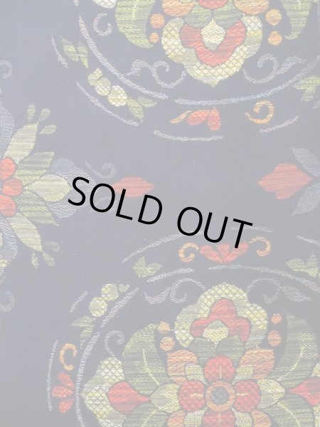 画像4: K0512U 名古屋帯 女性用着物 シルク(正絹) 深い  ネイビー(紺) 花 【中古】 【USED】 【リサイクル】 ★★★★☆ (4)