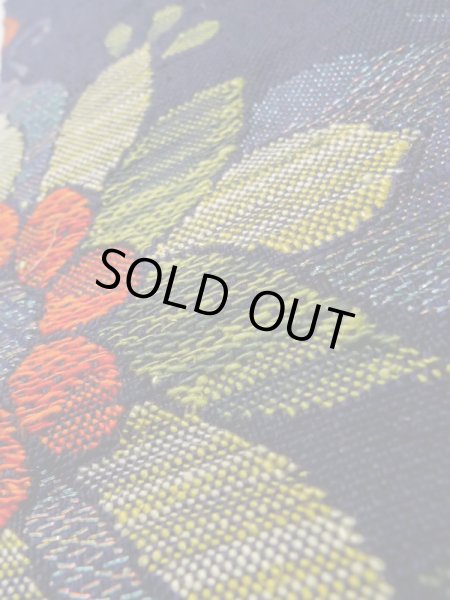 画像8: K0512U 名古屋帯 女性用着物 シルク(正絹) 深い  ネイビー(紺) 花 【中古】 【USED】 【リサイクル】 ★★★★☆ (8)