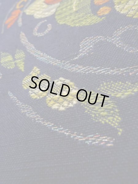 画像9: K0512U 名古屋帯 女性用着物 シルク(正絹) 深い  ネイビー(紺) 花 【中古】 【USED】 【リサイクル】 ★★★★☆ (9)