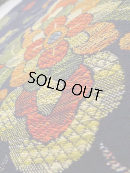 画像10: K0512U 名古屋帯 女性用着物 シルク(正絹) 深い  ネイビー(紺) 花 【中古】 【USED】 【リサイクル】 ★★★★☆ (10)