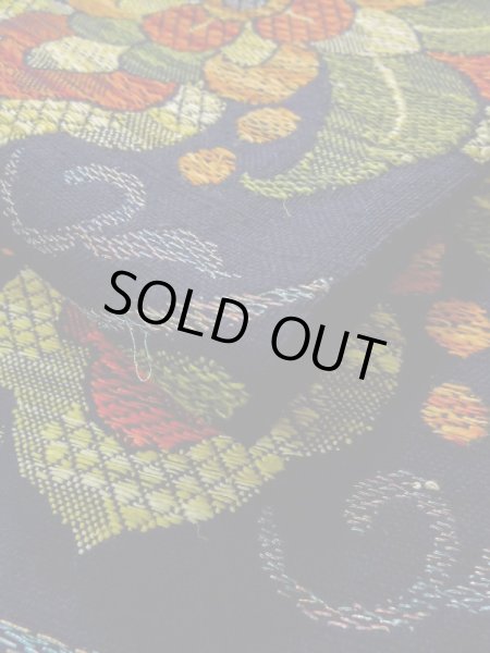 画像11: K0512U 名古屋帯 女性用着物 シルク(正絹) 深い  ネイビー(紺) 花 【中古】 【USED】 【リサイクル】 ★★★★☆ (11)