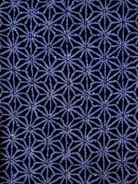 画像3: K0526B  浴衣(日本製) 女性用着物 有松絞り、1980-1990年代 綿   藍, 麻の葉 【中古】 【USED】 【リサイクル】 ★☆☆☆☆ (3)