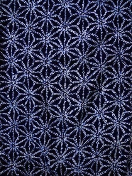 画像4: K0526B  浴衣(日本製) 女性用着物 有松絞り、1980-1990年代 綿   藍, 麻の葉 【中古】 【USED】 【リサイクル】 ★☆☆☆☆ (4)