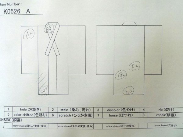 画像11: K0526B  浴衣(日本製) 女性用着物 有松絞り、1980-1990年代 綿   藍, 麻の葉 【中古】 【USED】 【リサイクル】 ★☆☆☆☆ (11)