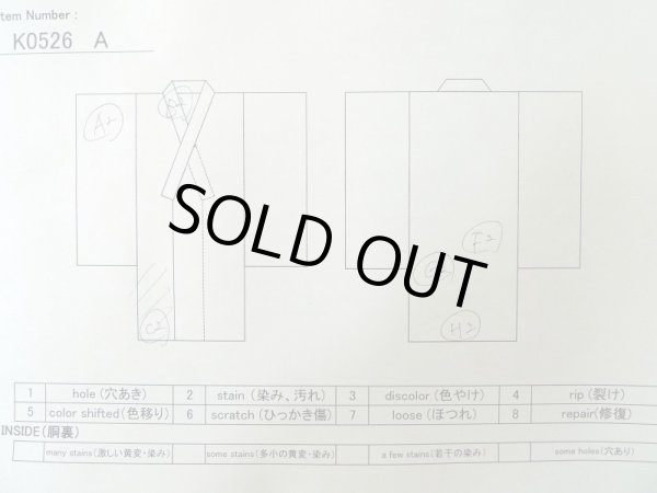 画像11: K0526B  浴衣（日本製） 女性用着物 有松絞り、1980-1990年代 綿   藍, 麻の葉 【中古】 【USED】 【リサイクル】 ★☆☆☆☆ (11)