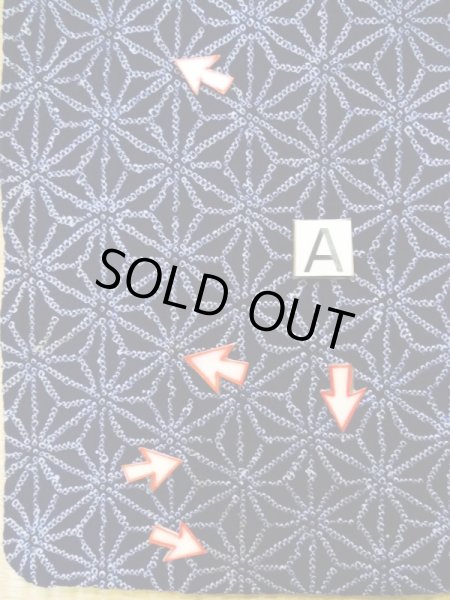 画像12: K0526B  浴衣（日本製） 女性用着物 有松絞り、1980-1990年代 綿   藍, 麻の葉 【中古】 【USED】 【リサイクル】 ★☆☆☆☆ (12)