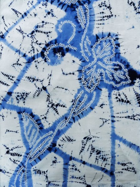 画像5: K0526C 女性用 浴衣（日本製）  有松絞り  綿 淡い藍,  葉 【中古】【USED】【リサイクル】 ★★☆☆☆【K0526C】 (5)