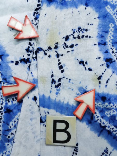 画像16: K0526C 女性用 浴衣（日本製）  有松絞り  綿 淡い藍,  葉 【中古】【USED】【リサイクル】 ★★☆☆☆【K0526C】 (16)