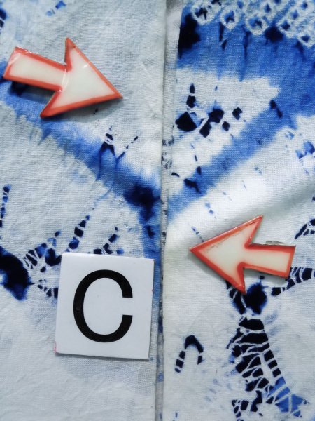 画像17: K0526C 女性用 浴衣（日本製）  有松絞り  綿 淡い藍,  葉 【中古】【USED】【リサイクル】 ★★☆☆☆【K0526C】 (17)