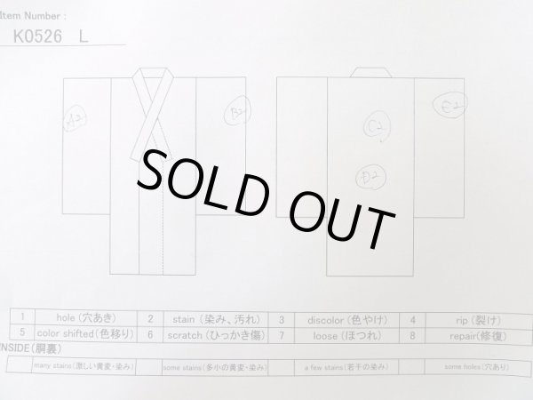画像13: K0526L  浴衣（日本製） 女性用着物 1970-1980年代 綿   グレー（灰色）, 花 【中古】 【USED】 【リサイクル】 ★★★☆☆ (13)