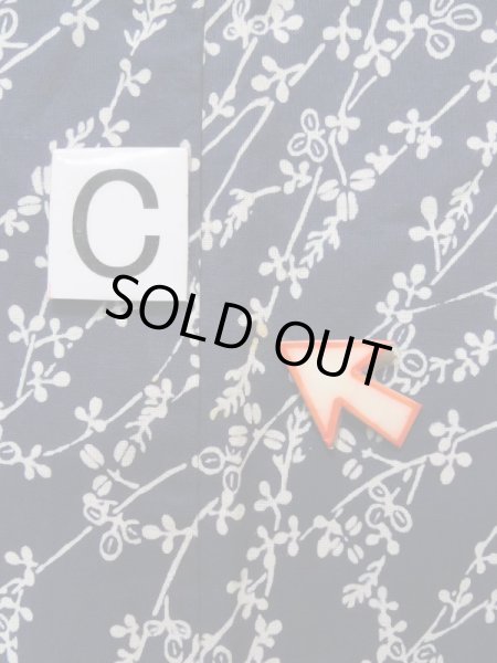 画像16: K0526L  浴衣（日本製） 女性用着物 1970-1980年代 綿   グレー（灰色）, 花 【中古】 【USED】 【リサイクル】 ★★★☆☆ (16)