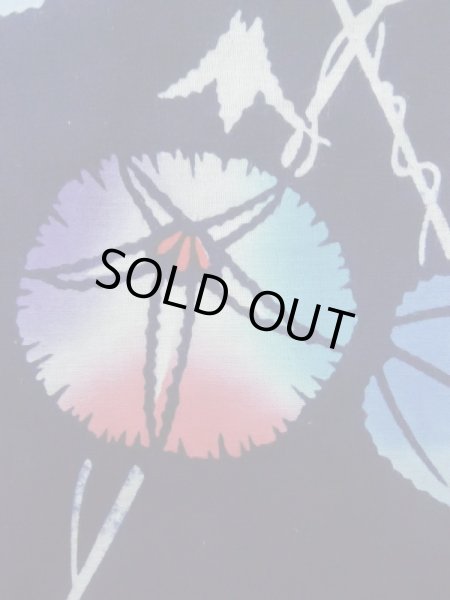 画像6: K0526P  注染浴衣 女性用着物 朝顔、1970-1980年代 綿麻   藍,  【中古】 【USED】 【リサイクル】 ★★☆☆☆ (6)