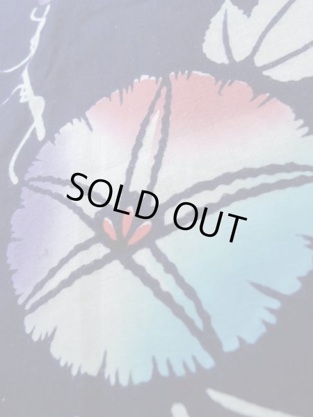 画像9: K0526P  注染浴衣 女性用着物 朝顔、1970-1980年代 綿麻   藍,  【中古】 【USED】 【リサイクル】 ★★☆☆☆ (9)