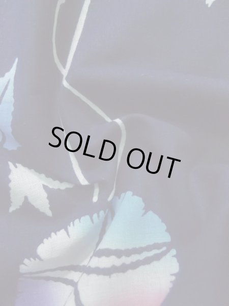 画像12: K0526P  注染浴衣 女性用着物 朝顔、1970-1980年代 綿麻   藍,  【中古】 【USED】 【リサイクル】 ★★☆☆☆ (12)