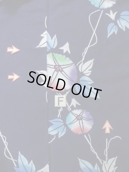 画像20: K0526P  注染浴衣 女性用着物 朝顔、1970-1980年代 綿麻   藍,  【中古】 【USED】 【リサイクル】 ★★☆☆☆ (20)