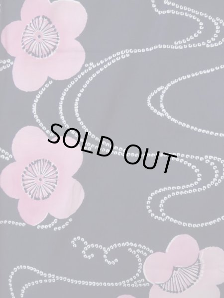 画像3: K0526R  注染浴衣 女性用着物 1970-1980年代 綿麻   藍, 菊 【中古】 【USED】 【リサイクル】 ★★★☆☆ (3)