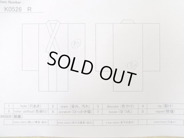 画像14: K0526R  注染浴衣 女性用着物 1970-1980年代 綿麻   藍, 菊 【中古】 【USED】 【リサイクル】 ★★★☆☆ (14)