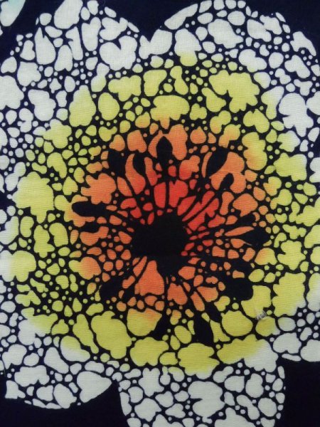 画像6: K0526U  注染浴衣 女性用着物 1970-1980年代 綿   藍, 花 【中古】 【USED】 【リサイクル】 ★★★☆☆ (6)