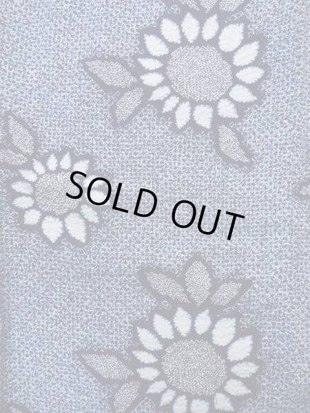 画像4: K0526V  浴衣(日本製) 女性用着物 1980-1990年代 化繊 ヘザー(杢)  青, 花 【中古】 【USED】 【リサイクル】 ★★☆☆☆ (4)