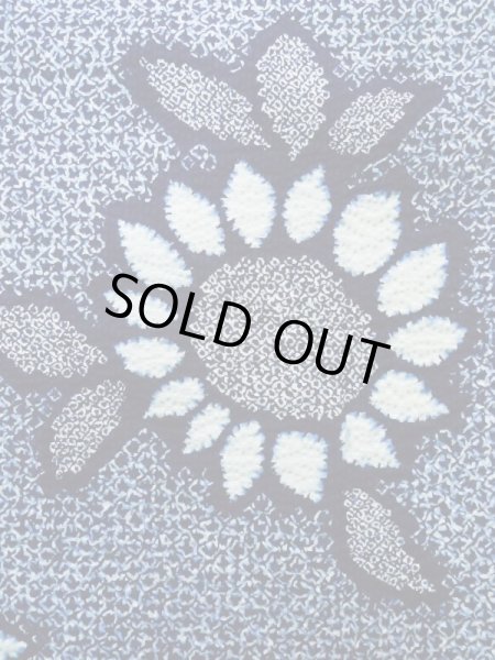 画像5: K0526V  浴衣(日本製) 女性用着物 1980-1990年代 化繊 ヘザー(杢)  青, 花 【中古】 【USED】 【リサイクル】 ★★☆☆☆ (5)