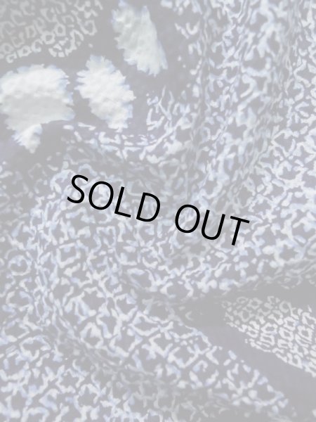 画像12: K0526V  浴衣(日本製) 女性用着物 1980-1990年代 化繊 ヘザー(杢)  青, 花 【中古】 【USED】 【リサイクル】 ★★☆☆☆ (12)