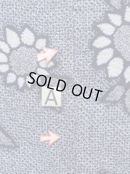 画像14: K0526V  浴衣(日本製) 女性用着物 1980-1990年代 化繊 ヘザー(杢)  青, 花 【中古】 【USED】 【リサイクル】 ★★☆☆☆ (14)