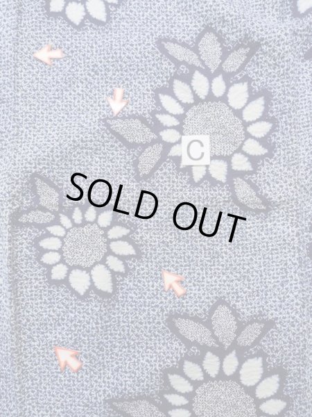 画像16: K0526V  浴衣(日本製) 女性用着物 1980-1990年代 化繊 ヘザー(杢)  青, 花 【中古】 【USED】 【リサイクル】 ★★☆☆☆ (16)