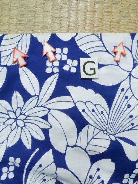 画像21: K0526X  浴衣(日本製) 女性用着物 1980-1990年代 綿   青, 花 【中古】 【USED】 【リサイクル】 ★★☆☆☆ (21)
