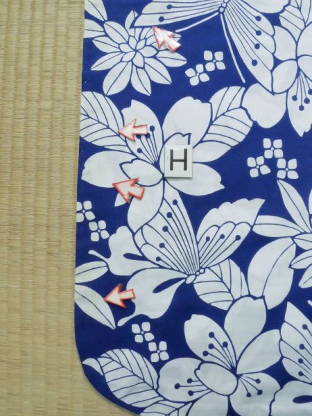 画像22: K0526X  浴衣(日本製) 女性用着物 1980-1990年代 綿   青, 花 【中古】 【USED】 【リサイクル】 ★★☆☆☆ (22)