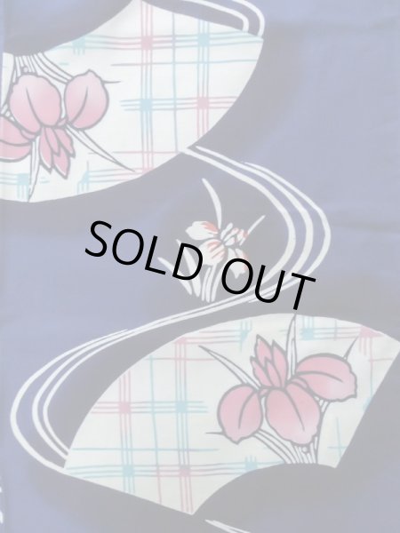 画像4: K0527D  注染浴衣 女性用着物 1980-2000年代 綿   藍, あやめ 【中古】 【USED】 【リサイクル】 ★★★☆☆ (4)