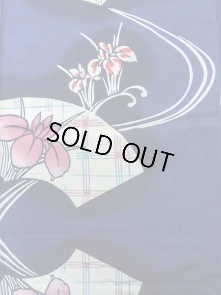 画像5: K0527D  注染浴衣 女性用着物 1980-2000年代 綿   藍, あやめ 【中古】 【USED】 【リサイクル】 ★★★☆☆ (5)