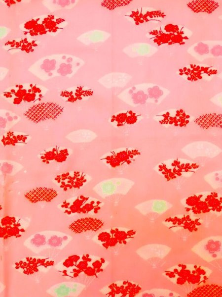 画像3: K0602I  襦袢 女性用着物  モスリン   ピンク, 梅 【中古】 【USED】 【リサイクル】 ★☆☆☆☆ (3)