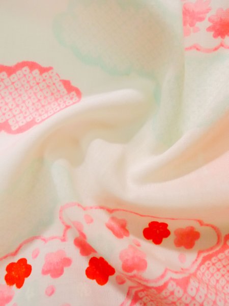 画像12: K0602J  襦袢 女性用着物 手刺繍半衿付き、蛍光ピンク 綿   ピンク, 花 【中古】 【USED】 【リサイクル】 ★★★☆☆ (12)