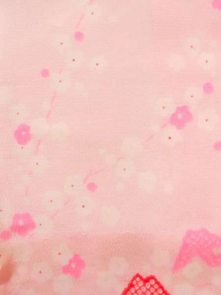 画像5: K0602O 女性用 襦袢   化繊 薄い鮮やか桃色,  梅 【中古】【USED】【リサイクル】 ★★☆☆☆【K0602O】 (5)