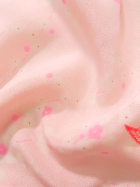 画像12: K0602O 女性用 襦袢   化繊 薄い鮮やか桃色,  梅 【中古】【USED】【リサイクル】 ★★☆☆☆【K0602O】 (12)