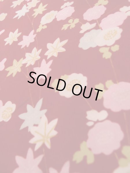 画像8: K0602W  襦袢 女性用着物  シルク（正絹）   赤, 花 【中古】 【USED】 【リサイクル】 ★★☆☆☆ (8)