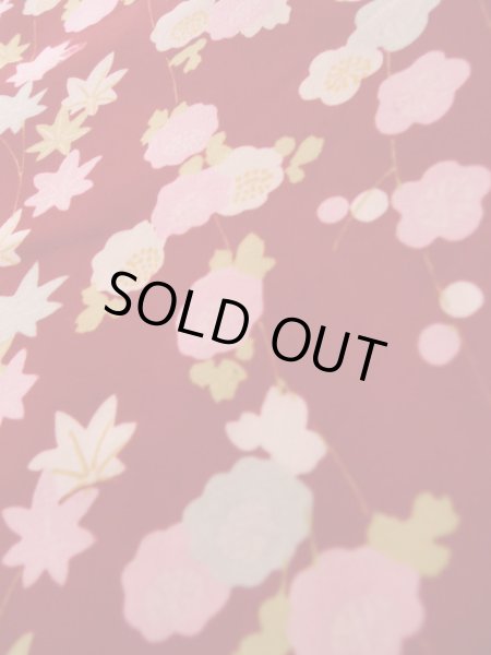 画像9: K0602W  襦袢 女性用着物  シルク（正絹）   赤, 花 【中古】 【USED】 【リサイクル】 ★★☆☆☆ (9)