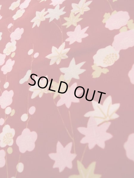 画像10: K0602W  襦袢 女性用着物  シルク（正絹）   赤, 花 【中古】 【USED】 【リサイクル】 ★★☆☆☆ (10)