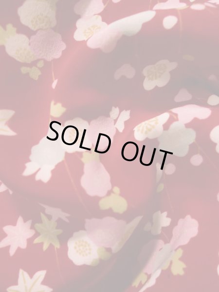 画像11: K0602W  襦袢 女性用着物  シルク（正絹）   赤, 花 【中古】 【USED】 【リサイクル】 ★★☆☆☆ (11)