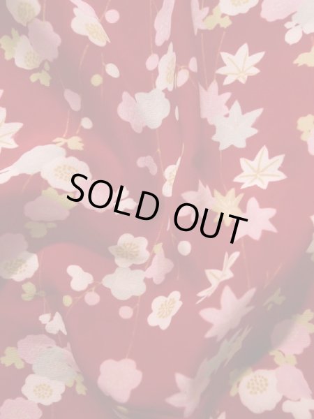 画像12: K0602W  襦袢 女性用着物  シルク（正絹）   赤, 花 【中古】 【USED】 【リサイクル】 ★★☆☆☆ (12)