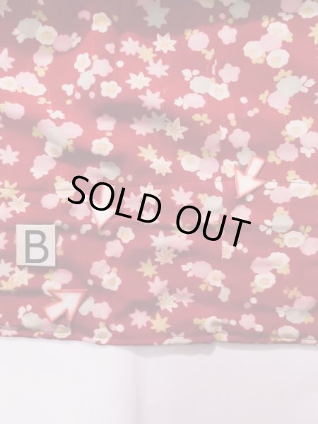 画像15: K0602W  襦袢 女性用着物  シルク（正絹）   赤, 花 【中古】 【USED】 【リサイクル】 ★★☆☆☆ (15)