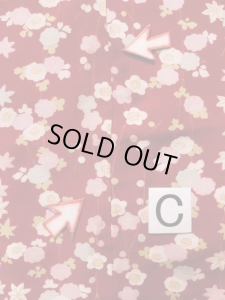 画像16: K0602W  襦袢 女性用着物  シルク（正絹）   赤, 花 【中古】 【USED】 【リサイクル】 ★★☆☆☆ (16)