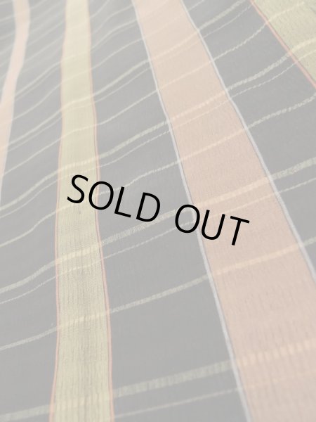 画像7: K0616K  羽織 女性用着物  シルク(正絹)   黒, チェック柄 【中古】 【USED】 【リサイクル】 ★☆☆☆☆ (7)